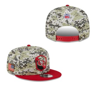 2023 Salute To Service Veterans 49ers Camo Scarlet Snapback Youth Hat