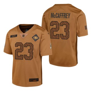 2023 Salute To Service Veterans Christian McCaffrey 49ers Brown Youth Jersey