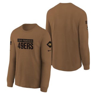 2023 Salute To Service Veterans 49ers Brown Long Sleeve Youth T-Shirt