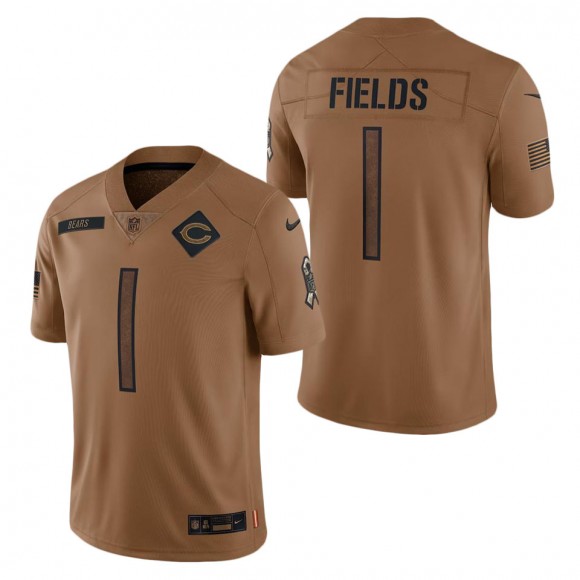 2023 Salute To Service Veterans Justin Fields Bears Brown Jersey