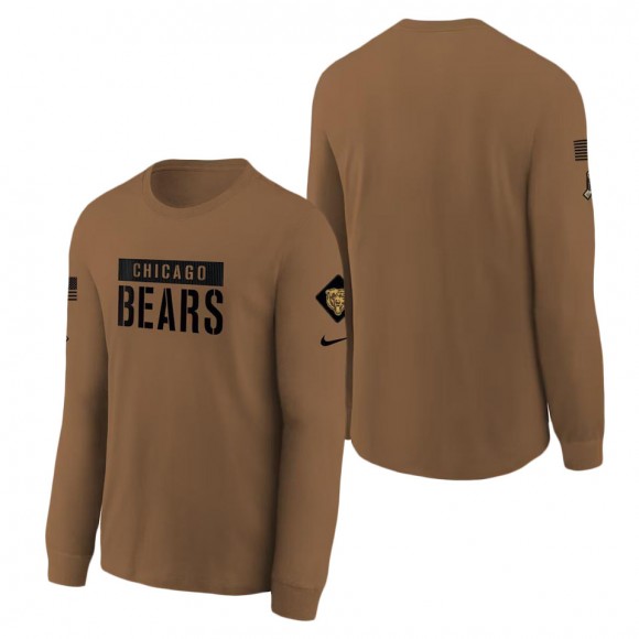 2023 Salute To Service Veterans Bears Brown Long Sleeve Youth T-Shirt