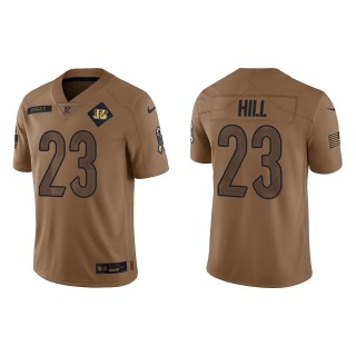 2023 Salute To Service Veterans Daxton Hill Bengals Brown Jersey