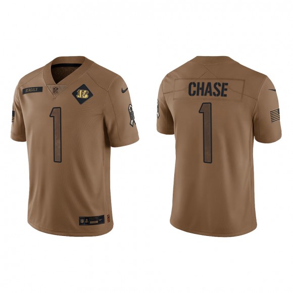 2023 Salute To Service Veterans Ja'Marr Chase Bengals Brown Jersey