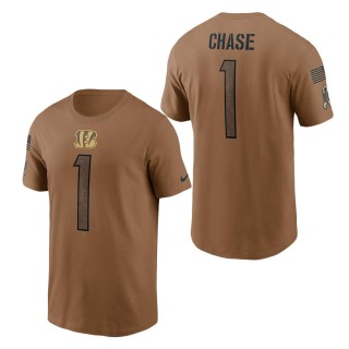 2023 Salute To Service Veterans Ja'Marr Chase Bengals Brown T-Shirt