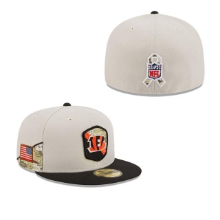 2023 Salute To Service Veterans Bengals Stone Black Fitted Hat
