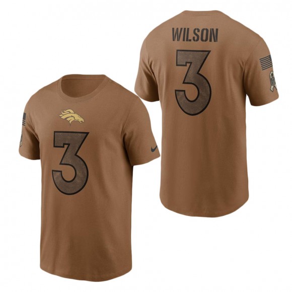 2023 Salute To Service Veterans Russell Wilson Broncos Brown T-Shirt