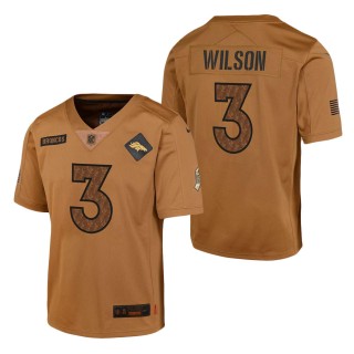 2023 Salute To Service Veterans Russell Wilson Broncos Brown Youth Jersey