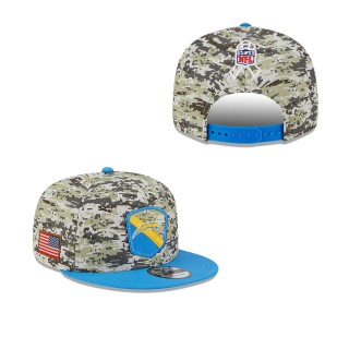 2023 Salute To Service Veterans Chargers Camo Powder Blue Snapback Hat