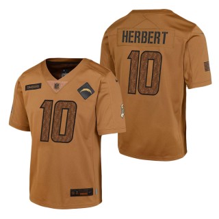2023 Salute To Service Veterans Justin Herbert Chargers Brown Youth Jersey