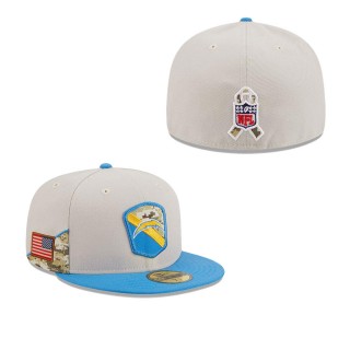 2023 Salute To Service Veterans Chargers Stone Powder Blue Fitted Hat