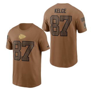 2023 Salute To Service Veterans Travis Kelce Chiefs Brown T-Shirt
