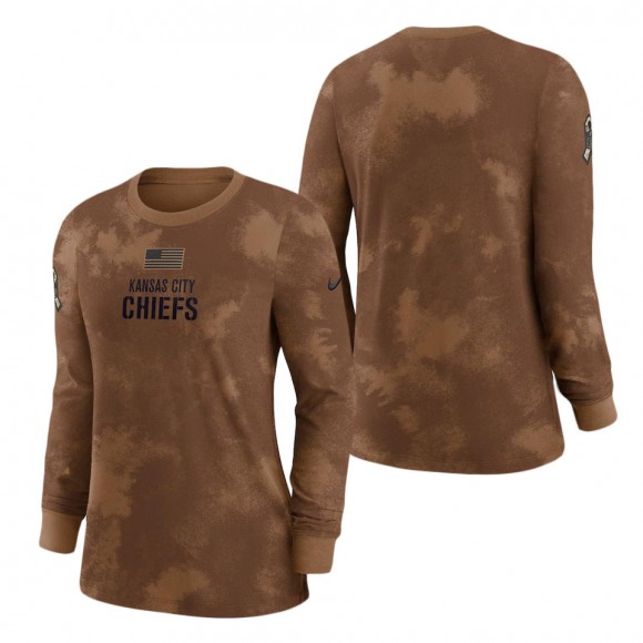 2023 Salute To Service Veterans Chiefs Brown Long Sleeve Women's T-Shirt