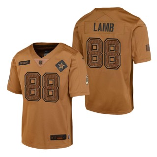 2023 Salute To Service Veterans CeeDee Lamb Cowboys Brown Youth Jersey