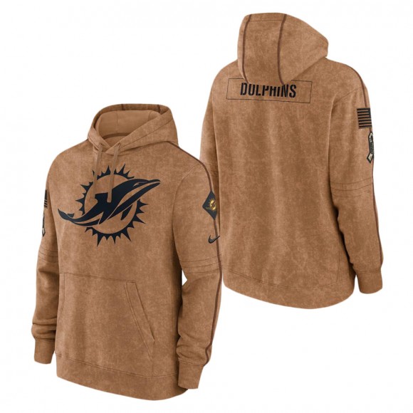 2023 Salute To Service Veterans Dolphins Brown Club Hoodie
