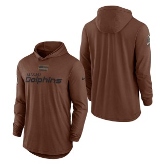 2023 Salute To Service Veterans Dolphins Brown Lightweight Hoodie T-Shirt