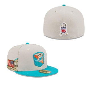 2023 Salute To Service Veterans Dolphins Stone Aqua Fitted Hat