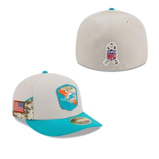 2023 Salute To Service Veterans Dolphins Stone Aqua Low Profile Fitted Hat