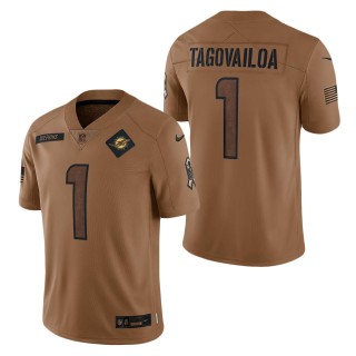 2023 Salute To Service Veterans Tua Tagovailoa Dolphins Brown Jersey