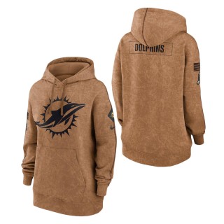 2023 Salute To Service Veterans Dolphins Brown Women's Hoodie