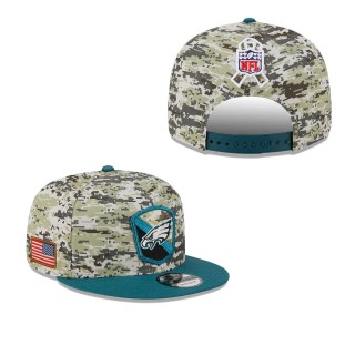 2023 Salute To Service Veterans Eagles Camo Midnight Green Snapback Youth Hat