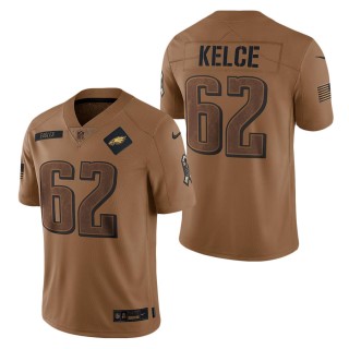 2023 Salute To Service Veterans Jason Kelce Eagles Brown Jersey