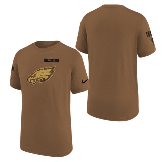 2023 Salute To Service Veterans Eagles Brown Legend Youth T-Shirt