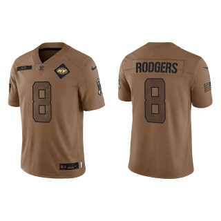 2023 Salute To Service Veterans Aaron Rodgers Jets Brown Jersey