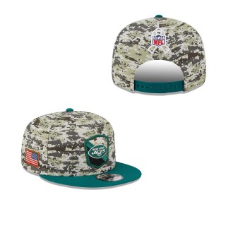 2023 Salute To Service Veterans Jets Camo Green Snapback Hat