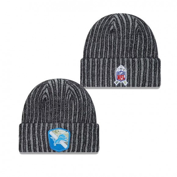 2023 Salute To Service Veterans Lions Black Cuffed Youth Knit Hat