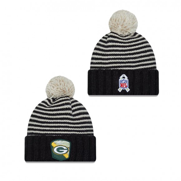 2023 Salute To Service Veterans Packers Black Cuffed Pom Women's Knit Hat
