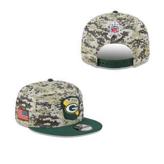 2023 Salute To Service Veterans Packers Camo Green Snapback Hat