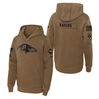 2023 Salute To Service Veterans Ravens Brown Youth Hoodie