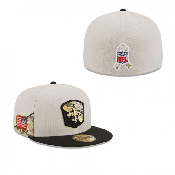 2023 Salute To Service Veterans Saints Stone Black Fitted Hat