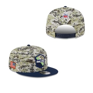 2023 Salute To Service Veterans Seahawks Camo College Navy Snapback Hat