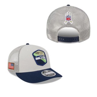 2023 Salute To Service Veterans Seahawks Stone College Navy Low Profile Snapback Hat