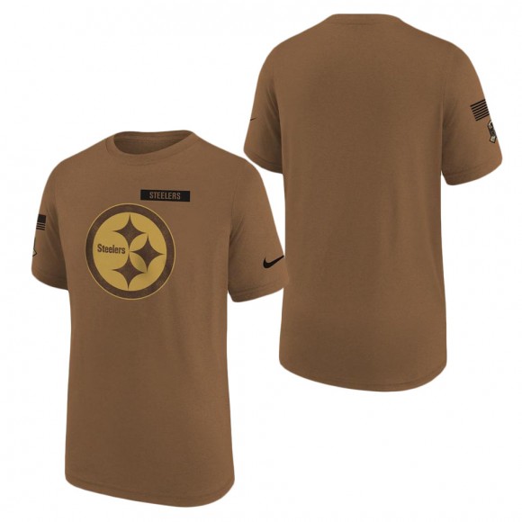 2023 Salute To Service Veterans Steelers Brown Legend Youth T-Shirt