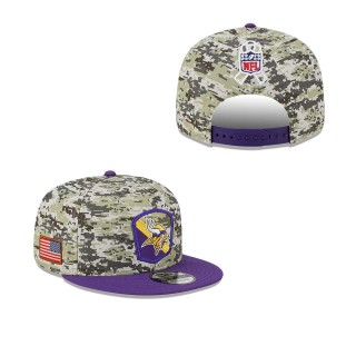 2023 Salute To Service Veterans Vikings Camo Purple Snapback Hat