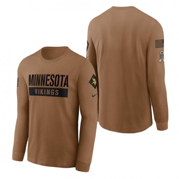 2023 Salute To Service Veterans Vikings Brown Long Sleeve T-Shirt