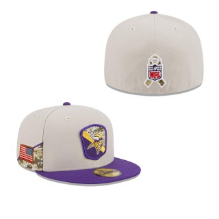 2023 Salute To Service Veterans Vikings Stone Purple Fitted Hat