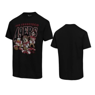 San Francisco 49ers Black Disney Mickey Huddle T-Shirt