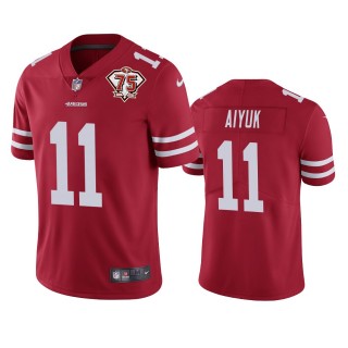 San Francisco 49ers Brandon Aiyuk Scarlet 75th Anniversary Patch Limited Jersey