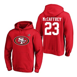 San Francisco 49ers Christian McCaffrey Scarlet Super Bowl LVIII Player Fleece Pullover Hoodie