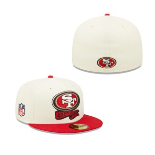 Men's San Francisco 49ers Cream Scarlet 2022 Sideline 59FIFTY Fitted Hat