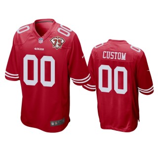 San Francisco 49ers Custom Scarlet 75th Anniversary Patch Game Jersey