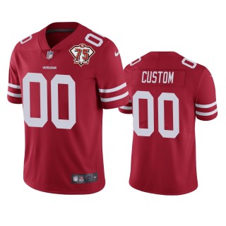 San Francisco 49ers Custom Scarlet 75th Anniversary Patch Limited Jersey