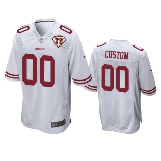 San Francisco 49ers Custom White 75th Anniversary Patch Game Jersey