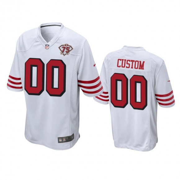 San Francisco 49ers Custom White 75th Anniversary Throwback Game Jersey