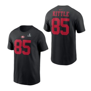 San Francisco 49ers George Kittle Black Super Bowl LVIII Patch Player T-Shirt