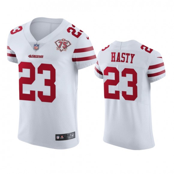 San Francisco 49ers JaMycal Hasty White 75th Anniversary Jersey - Men's