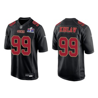 49ers Javon Kinlaw Black Super Bowl LVIII Carbon Fashion Game Jersey